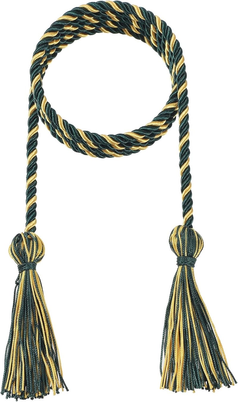 D DODOU 10 Pieces Graduation Cords Polyester Graduation Honor Braided Cords with Sewing Tassels for Bachelor, Master, Doctor 68" Long (Forest Green Gold) - Image 2